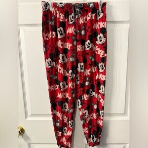 Disney Mickey Mouse Pajama Pants with elastic waist Red black & white Size XS
